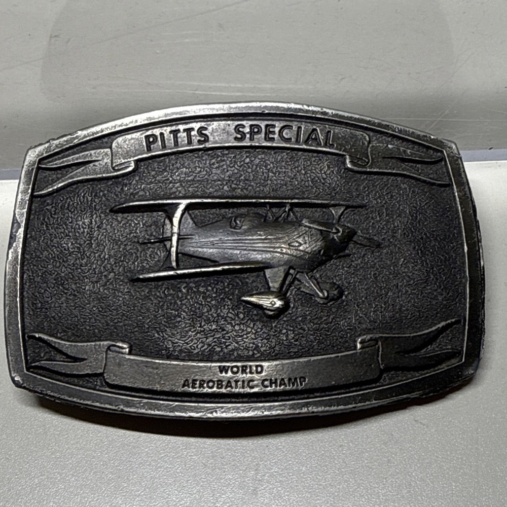 Vtg Belt Buckle Pitts Special World Aerobatic Champ Lewis Buckles Chicago 1974